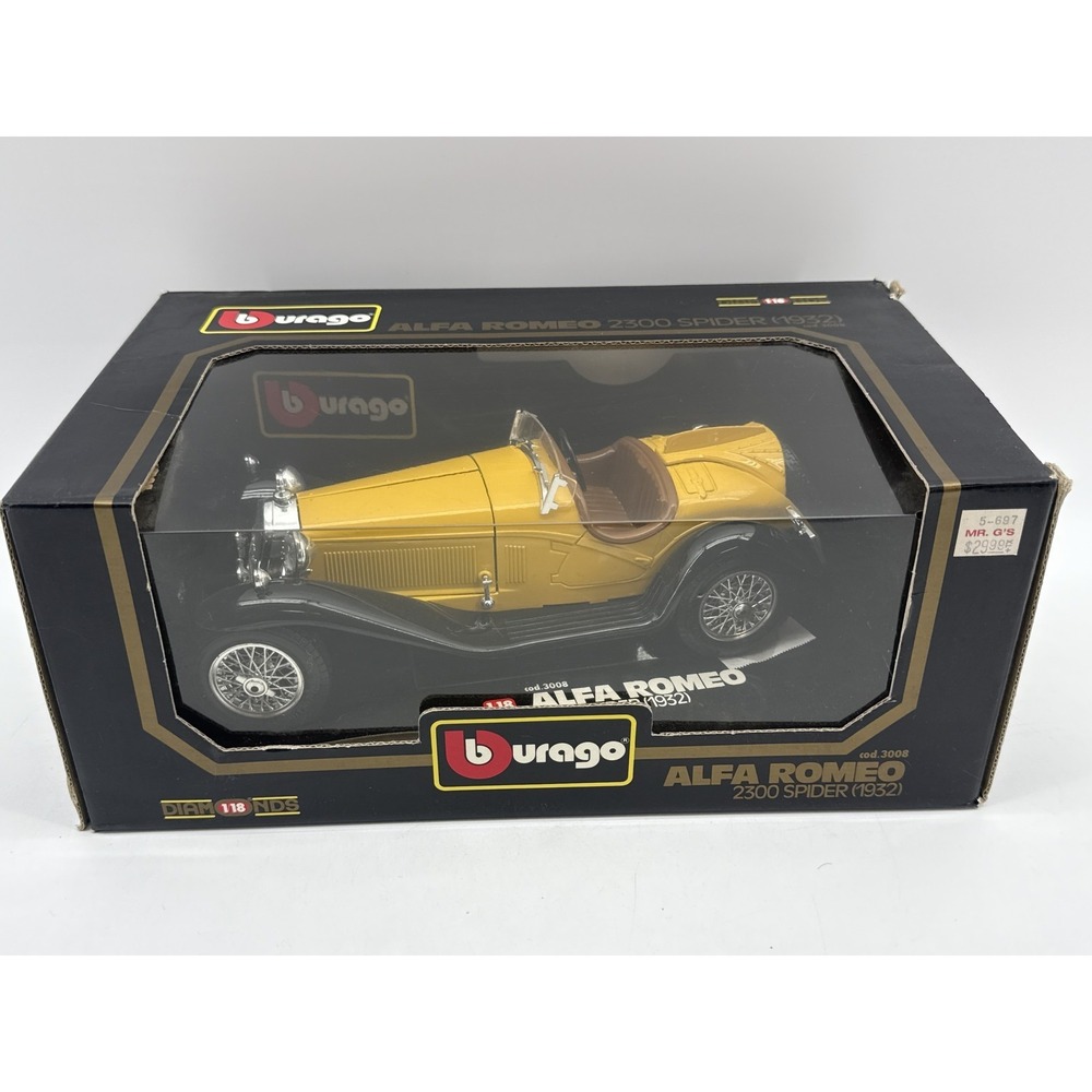 Bburago Alfa Romeo 1:18 Diecast Toy Vehicle Yellow Vintage Limited Edition